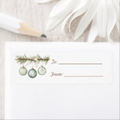 Étiquette Green Pine Tree Branch Ornaments Christmas (En situation)