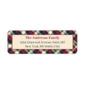 Étiquette Green Red Tartan Plaid Custom Christmas Holiday (Devant)