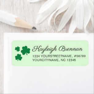 Étiquette Green Shamrock Clover Irish Return Label