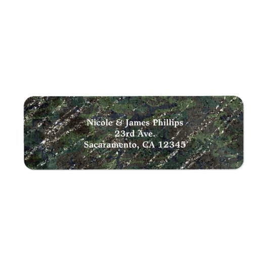 Étiquette Green & Silver Army Camo Sparkle Elegant Party (Devant)