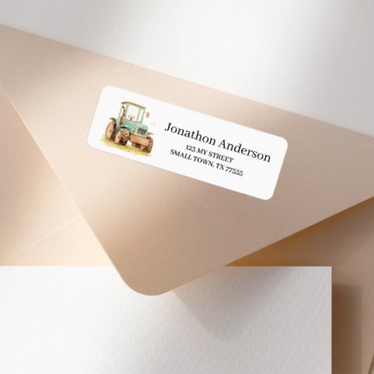 Étiquette Green Tractor Fun Farm Address