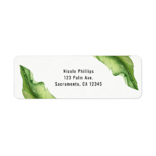 Étiquette Green Tropical Leaves Elegant Wedding Invitation