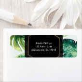 Étiquette Green Tropical Leaves White Elegant Invitation (En situation)