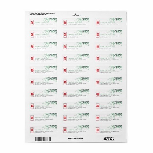 Étiquette Green Zen Bamboo Feuille Adresse du Mariage chinoi (Feuille entière)