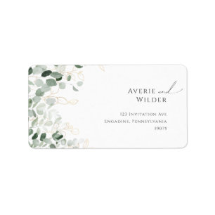 Étiquette Greenery and Gold Wedding RSVP Adresse de retour