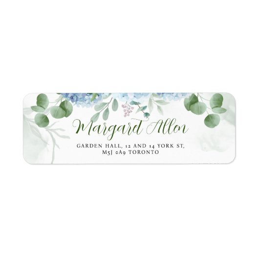 Étiquette Greenery Blue hydrangea Baby shower Adresse (Devant)