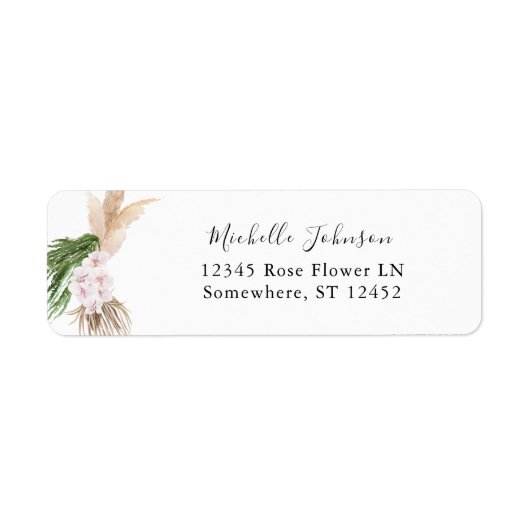 Étiquette Greenery Boho Tropical Floral 2 Retour Adresse (Devant)