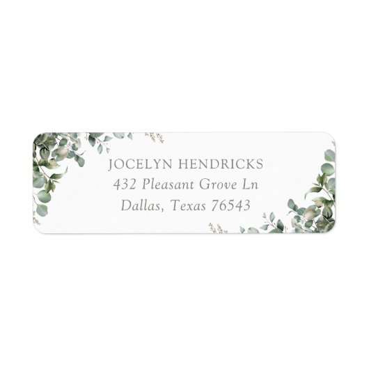 Étiquette Greenery Eucalyptus Baby shower Adresse de retour (Devant)