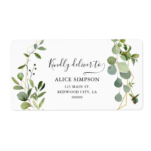 Étiquette Greenery Eucalyptus Boho Calligraphie Adresse (Devant)