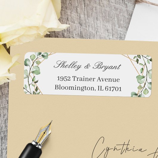 Étiquette Greenery Eucalyptus Feuilles Adresse de retour
