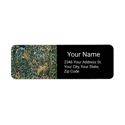 Étiquette GREENERY, FOREST ANIMALS Pheasant, Fox, Green Flor (Devant)