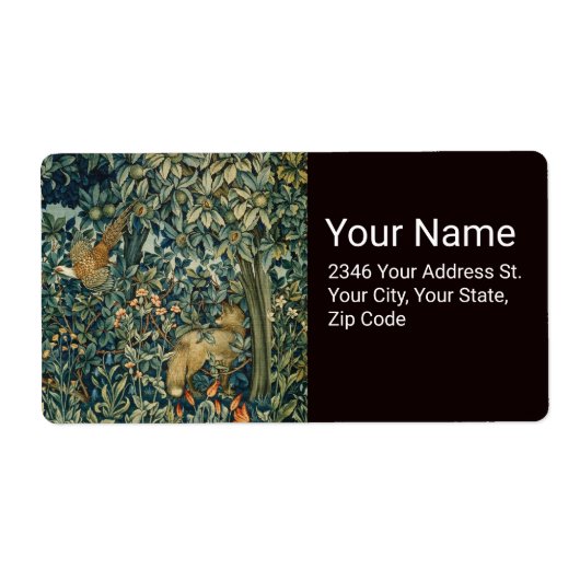 Étiquette GREENERY, FOREST ANIMALS Pheasant, Fox, Green Flor (Devant)