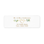 Étiquette Greenery Gold Heart Wedding Return Address (Devant)