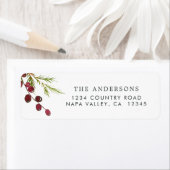 Étiquette Greenery Red Berries Holiday Adresse de retour (En situation)