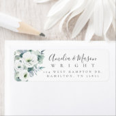 Étiquette Greenery White Rose Elegant Script Return Address  (En situation)