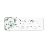 Étiquette Greenery White Rose Elegant Script Return Address  (Devant)