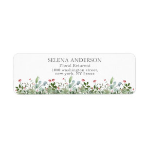 Étiquette Greeny Wild Meadow Botanical Mariage Adresse :