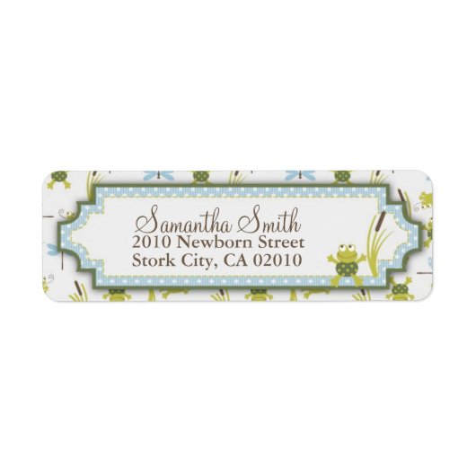 Étiquette Grenouille à ruban et libellule (Devant)