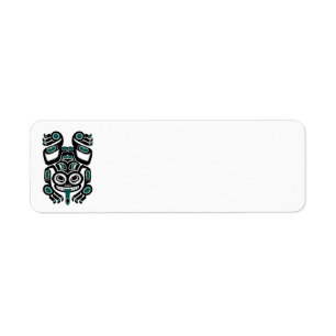 Étiquette Grenouille d'arbre bleue et noire turquoise