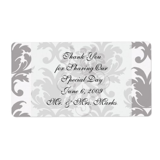 Étiquette grey baroque damask (Devant)