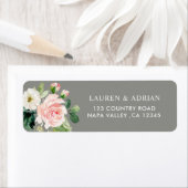 Étiquette Grey Blush White Floral Adresse de retour (En situation)