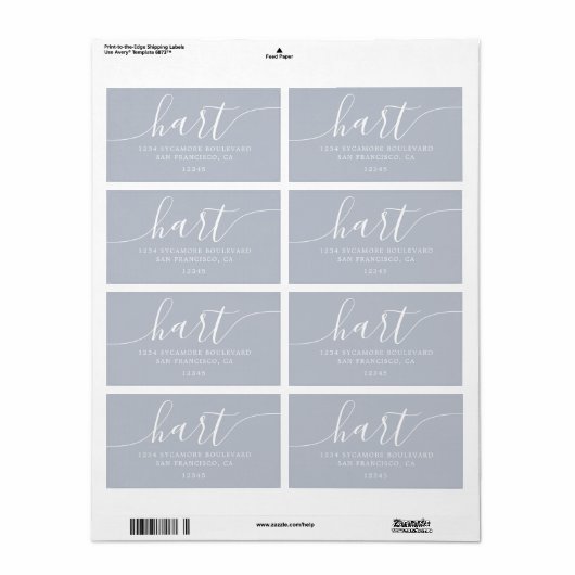 Étiquette Grey Dawn Modern Script Family Retourner l'adresse (Feuille entière)