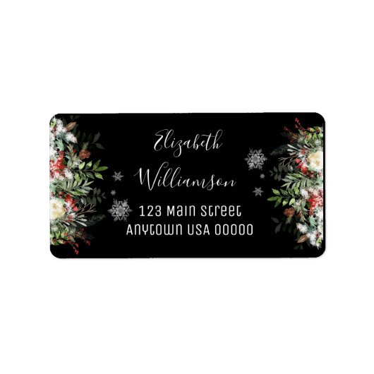 Étiquette Grey d'hiver et Snowflakes Adresse (Devant)