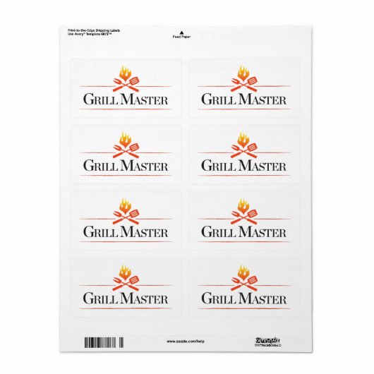 Étiquette Grill Master (Feuille entière)
