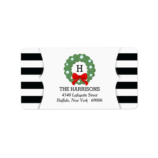 Étiquette Grille de Noël moderne noir blanc rayures (Devant)