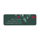 Étiquette Grille de Noël verte sainte et de baies rouges (Devant)
