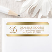 Étiquette Grilles Or Modernes Avec Monogramme (En situation)