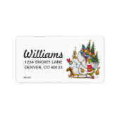 Étiquette Grinch classique | Grinch & Max avec Sleigh (Devant)