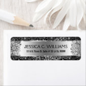 Étiquette Gris argenté métallique avec dentelle noire et bla (En situation)