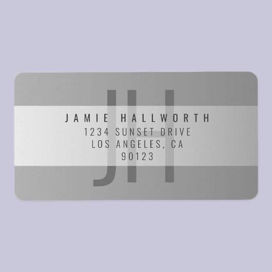 Étiquette Gris dégradé | Adresse de retour monogramme