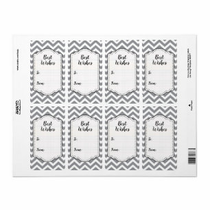 Étiquette Gris et blanc Chevron épais Mariage Anniversaire V