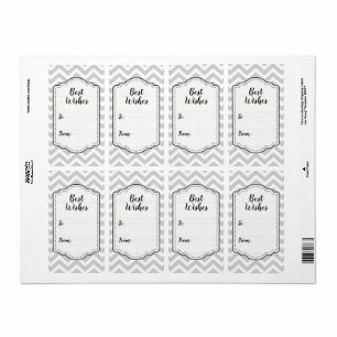 Étiquette Gris et Blanc Chevron Épais Mariage Anniversaire V