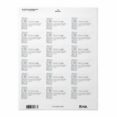 Étiquette Gris et blanc Élégant motif Damas (Feuille entière)