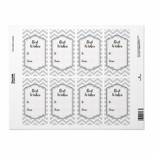 Étiquette Gris et blanc épais Mariage Chevron Anniversaire V (Feuille entière)