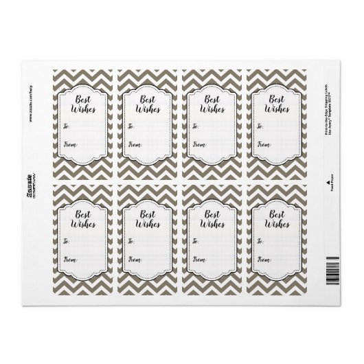 Étiquette Gris et blanc épais Mariage Chevron Anniversaire V (Feuille entière)