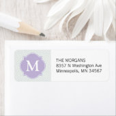 Étiquette Gris et lavande moderne Chevron personnalisé Monog (En situation)