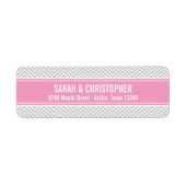 Étiquette Gris et Rose Moderne Chevron (Devant)