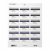 Étiquette Gris foncé Lg Chevron Bleu marine Monogramme Nom (Feuille entière)