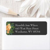 Étiquette Gris foncé Pêche Mariage Floral moderne (En situation)