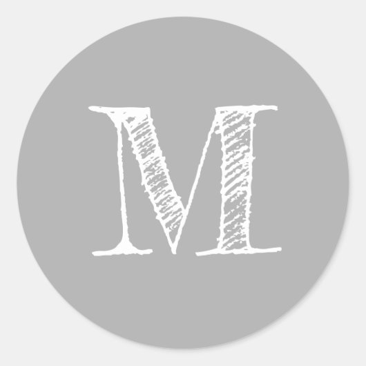 Étiquette gris initial du monogramme de script mod (Devant)