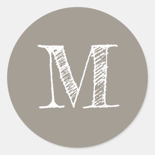 Étiquette gris initial du monogramme de script mod (Devant)
