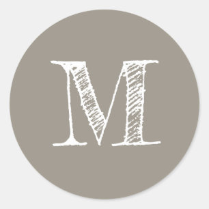 Étiquette gris initial du monogramme de script mod
