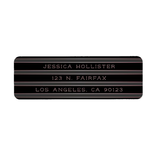 Étiquette Gris Noir Gris Gris & Or Rose | Adresse de retour (Devant)