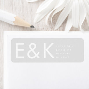 Étiquette Gris Ultra Moderne Gras Gros Monogramme Simple