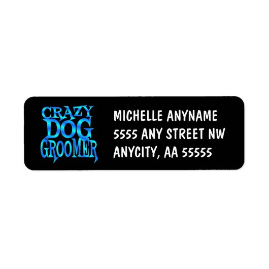 Étiquette Groomer de chien fou (Devant)