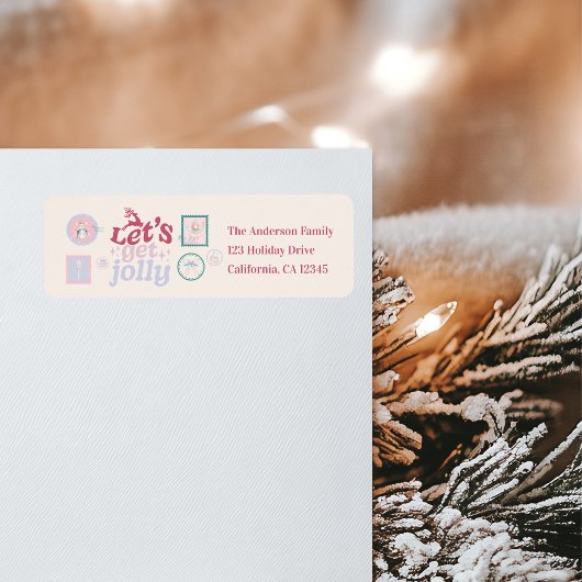 Étiquette Groovy Nutcracker Retro Pastel Christmas